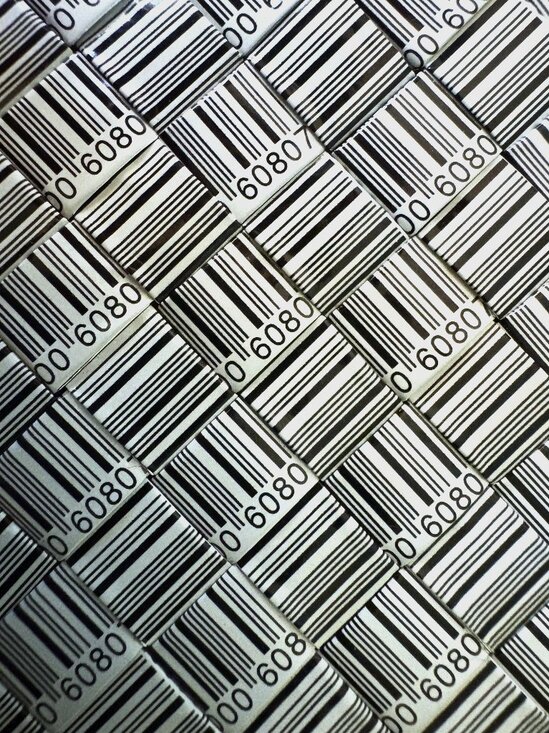 QR Code Nahui Ollin Black and White Wristlet with Red Leather Handle EUC - Picture 1 of 10